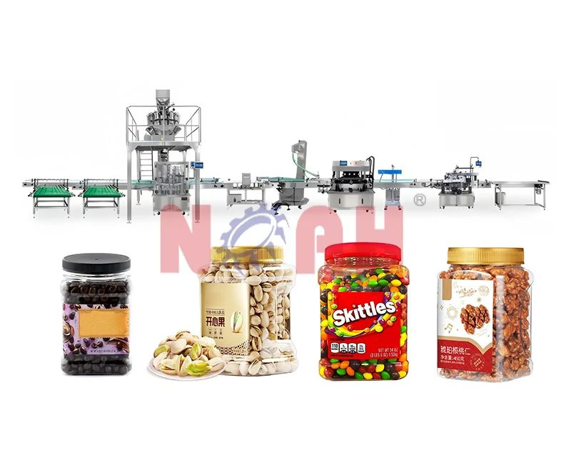 Bouteilles carr&eacute;es rotatives automatiques de granules pesant des lignes de machines de capsulage et 